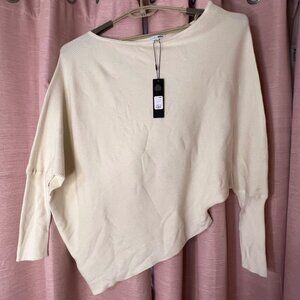 NWT Karly Sweater Ivory Fashion Nova Asymmetrical Ribbed Plus SZ 1X Dolman Comfy